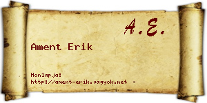 Ament Erik névjegykártya